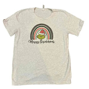 Bella+Canvas Women's Medium‎ Grey Merry Grinchmas Graphic Christmas T-Shirt
